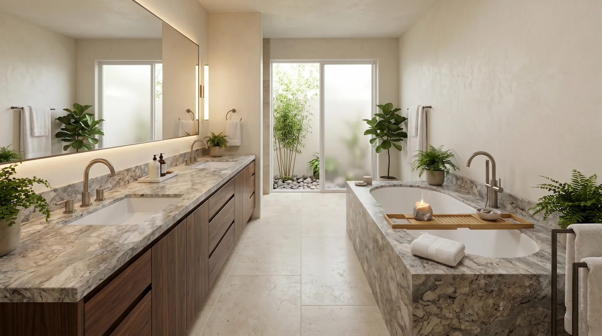 Marble Bathroom vanities & spa-style baths