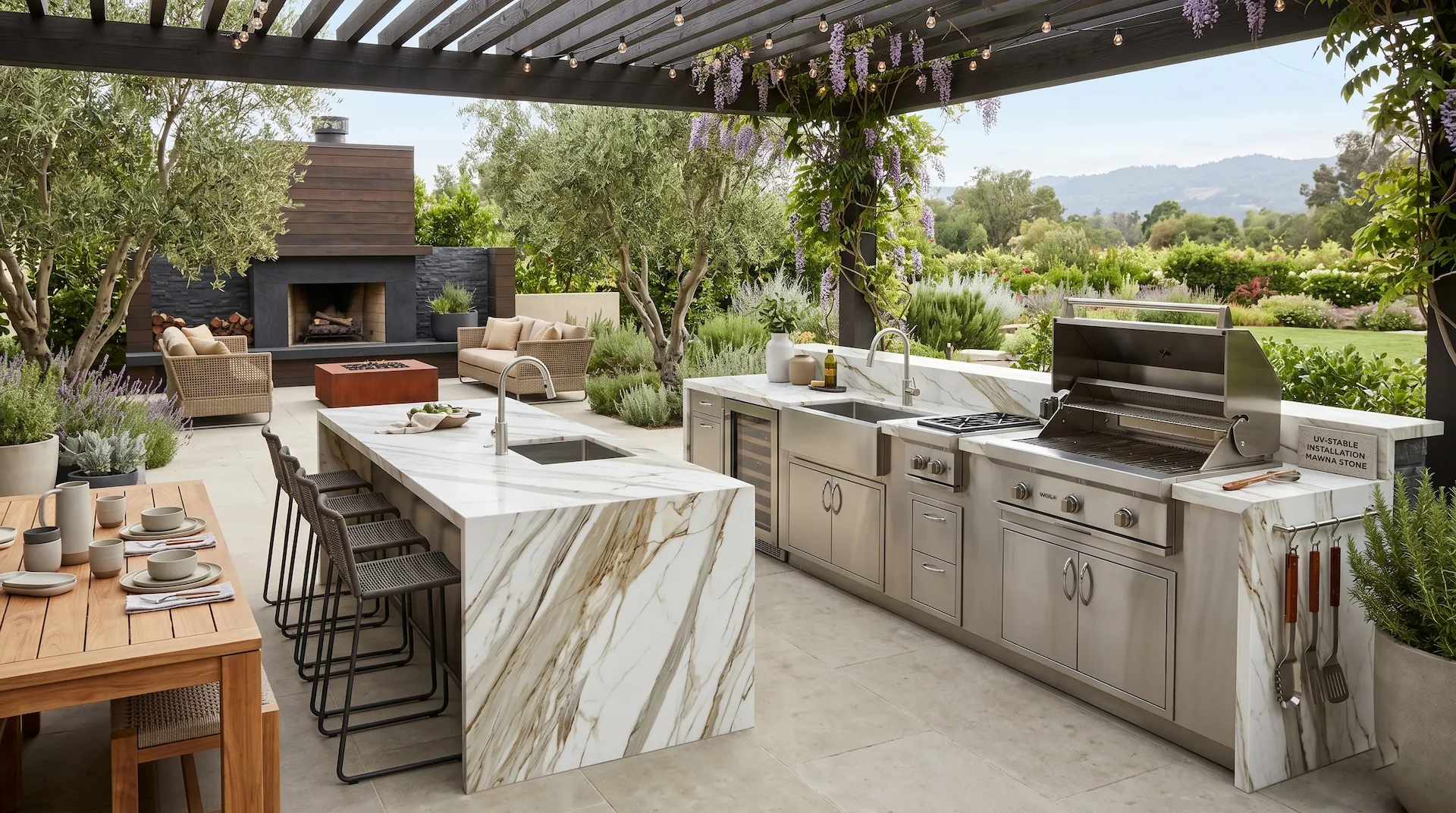 Outdoor kitchens & patios (UV-stable)